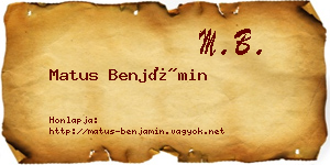 Matus Benjámin névjegykártya